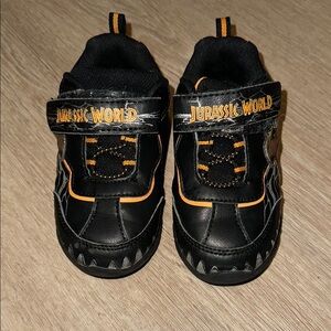 Sporty Black and Orange Sneakers with Velcro Strap light up